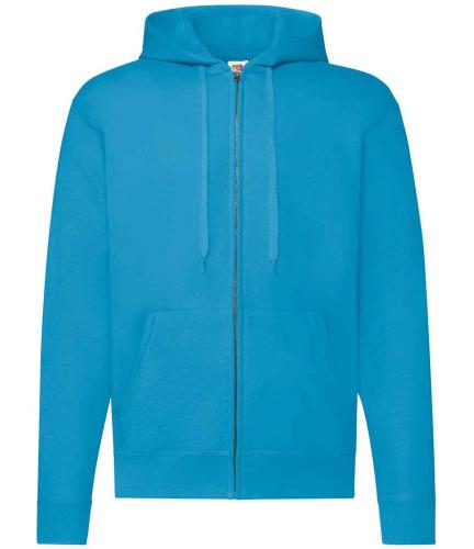 Fruit Loom Zip Hooded Sweat. - Azure - L